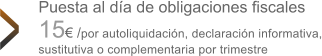 Puesta al da de obligaciones fiscales 15 /por autoliquidacin, declaracin informativa, sustitutiva o complementaria por trimestre >