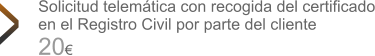 Solicitud telemtica con recogida del certificado en el Registro Civil por parte del cliente 20 >